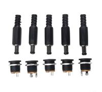 Negro 5 pares DC 12v Power Jack macho y hembra Panel Mount Conector para CCTV Vigilancia Led Strip Laptop con 2.1mm X 5.5mm Tamaño