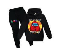 (Negro, 7-8 Años) Kids Imposter Among Us Tracksuit Set Hoodie Sweatshirt Pants Lounge Wear Outfits