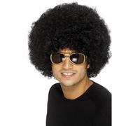 Negro 70s Peluca Afro Grande Fro Adultos Rizado Coedy Accesorio de Disfraz