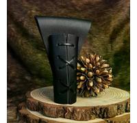 (Negro) Accesorios para disfraz de guerrero vikingo medieval, cinturón de cuero sintético para espada