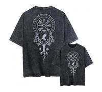 Negro Acid Wash Oversized Gym Camiseta Hombre Gym Shirts For Hombre Vikingo Camiseta - Heavy Algodón Streetwear Hip Hop - for Everyday Wear, Basic & Essential