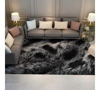 Negro Alfombra 60x120 para salón Alfombrilla Lavables Tapete Antideslizantes Dormitorio Grande Resistente a Manchas Comedor contemporánea de Acento ultrasuave Moderna carbón del