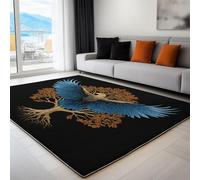 Negro Alfombra Antideslizante Árbol De La Vida Celta Águila 140 x 200 cm Alfombra Muy Suave, para Salón, Cocina, Entrada, Comedor, Dormitorio, Lavable a Máquina