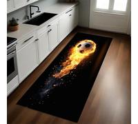 Negro Alfombra de Cocina 60 x 180 cm Bola de Fuego de Dibujos Animados Antideslizante y Lavable, Camino Multiusos Resistente al Desgaste, Antimanchas, Ideal para Bajo Fregadero y Fogones