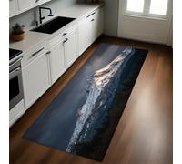 Negro Alfombra de Cocina cordilleras y montañas Nevadas 50 x 80 cm Antideslizante y Lavable, Tapetes para Cocina, Pasillo, Comedor y Entrada