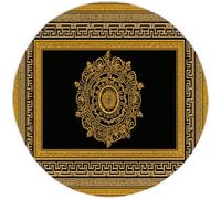 Negro Alfombras Redonda de área 160 cm, Patrón De Borde De La Antigua Grecia Alfombra Suave Antideslizante Lavable, Modernas de Interior Alfombra Redonda para salón, Dormitorio, Comedor
