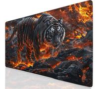 Negro Alfombrilla Ratón XXL 800x400x3mm Mouse Pad Grande Gaming Tigre Alfombrilla Escritorio, Precisión y Velocidad en Juegos, Antideslizante Mousepad para Ratón y Teclado, Jugadores, Regalo YG-304