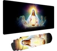 Negro Alfombrilla Ratón XXL 900x300x3 mm Grande Alfombrilla Ratón Gaming La última Cena Art con Bordes Cosidos Diseño, Base de Goma Antideslizante Mouse Pad para PC Gaming Protector Escritorio z-5401
