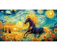 Negro and White Horses Galloping Through Fire Puzzle de 1000 Piezas de Papel Reciclado - Juego edugatoivo & Relajación para Adultos en casa 38x26/1000pcs