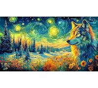 Negro and White Wolf Reflection in Lake Puzzle de 1000 Piezas - Juego edugatoivo diFícil & Estimulante Regalo para Adultos y niños 75x50/1000pcs