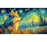 Negro and White Wolf Reflection in Lake Puzzle de 1000 Piezas para Adultos - Juego edugatoivo & Relajación Decoración de Pared & Regalo 75x50/1000pcs