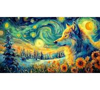 Negro and White Wolf Reflection in Lake Puzzle de 1000 Piezas para Adultos - Papel Reciclado Regalo Divertido & Juego Familiar Estimulante 38x52/1000pcs