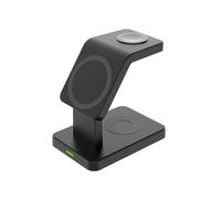 (Negro B) Soporte de carga inalámbrica Qi 3 en 1 para iPhone 14, 13, 12, 11 Pro Max, Mini, Xs, XR, X,