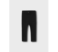 Negro Básico Tejido Acanalado Leggings