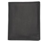 Negro Billfold cartera de cuero de búfalo, 15 Pases & Moneda, cartera RFID protección, 11x13cm