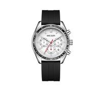(Negro Blanco) MEGIR Relojes de cuarzo con cronógrafo para hombres Reloj de pulsera deportivo militar