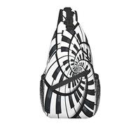 Negro Blanco Musical Piano Art Cross Chest Bag Diagonalmente Sling Mochila Crossbody Bolsa de Hombro Viajes Senderismo Mochilas para Hombres Mujeres