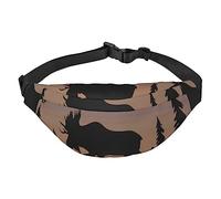 Negro Blanco Oro Foil Mármol Viaje Correr Bolso Bandolera Grande Hombres y Mujeres Deportes Riñonera Bolso Crossbody, Ciervo Montaña Pino Árbol Silvestre, Talla única, Mochila casual