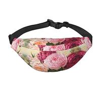 Negro Blanco Oro Foil Mármol Viaje Correr Bolso Bandolera Grande Hombres y Mujeres Deportes Riñonera Bolso Crossbody, Flores de peonía en flor, Talla única, Mochila casual