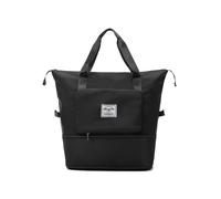 (Negro) Bolsa de viaje plegable de gran tamaño, portátil, ligera, impermeable, Oxford, bolsa de lona, bolsa