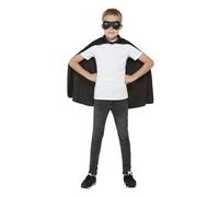 Negro Capa & Antifaz Superhéroe Disfraz para Niños Carnaval