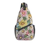 Negro Colorido Margarita Girasol Blanco Cruz Pecho Bolsa Diagonalmente Hombres Mujeres Crossbody Bandolera Casual Moda Bolsa de Viaje Sling Mochila