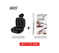 (Negro con bolígrafo limpio) Nuevos auriculares inalámbricos QCY T13 ANC con cancelación activa de ruido