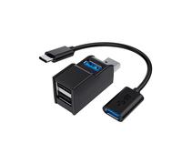 (Negro con cable) Adaptador extensor HUB Getatek Mini Splitter Box de 1 a 3 puertos compatible con alta