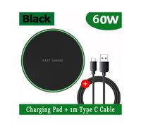 (Negro con cable) Base de carga inalámbrica de 60 W para iPhone 14 13 12 11 Pro Max X XR Samsung Xiaomi