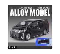 (Negro con caja) Modelo de coche de aleación Alphard 1:18 Simulación de sonido y luz Pull Back Toy Car