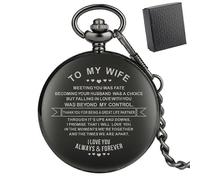 (Negro con caja) Para mi hija, amor, papá, texto especial, regalos de cumpleaños, reloj de bolsillo