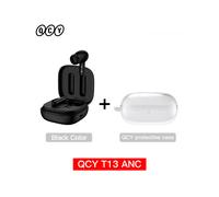 (Negro con estuche) Nuevos auriculares inalámbricos QCY T13 ANC con cancelación activa de ruido y Bluetooth