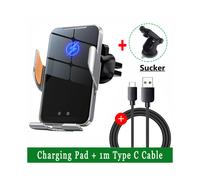 (Negro con ventosa) Cargador inalámbrico para coche de 30 W, soporte magnético para teléfono para iPhone