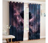 Negro Cortinas Opacas Rosas del Cielo Estrellado Estampado 3D, Térmicas Aislantes y Reducción de Ruido para Dormitorio Salón y Habitación Infantil 2 Paneles 110An x 215Al cm