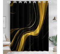 Negro Cortinas Opacas Térmicas con Ojales, Fotografía De Líneas Fluidas Simples Estampadas para Adultos Niños Dormitorio, Sala de Estar y Hogar Interior, 110 An x 215 Al cm (2 Paneles)