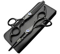 Negro de 6 pulgadas de tijeras de peluquería peluquería salón de belleza corte de pelo adelgazamiento herramienta de corte de cabello dedicado (scissors set)