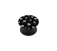 Negro Ditsy Floral Bold Flowers Floral PopSockets PopGrip Adhesivo