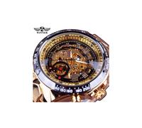 (Negro Dorado) Reloj de Moda Winner con Bisel y Diseño Deportivo Mecánico para Hombre Relojes de Lujo
