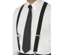 Negro Elástico Tirantes Clip de Metal Gánster 20s Hombre Accesorio de Disfraz