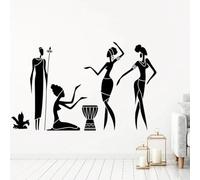 Negro - Figuras clásicas de mujeres tribales pegatina de pared vinilo decorativo mural de aplique