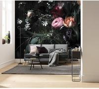 Negro Floral Foto Pintado Dormitorio Cuarto de Estar Pared Mural Fondo Flores