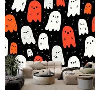 Negro Fondo de Pantalla PanoráMica 3d, Dibujos Animados Halloween Lindo Fantasmas Fotomurales Mural 350 x 256 cm (An x Al) - Decoración de Pared Para Sala Cuarto Oficina y Salón