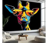 Negro Fondo de Pantalla PanoráMica 3d, Fantasía Grafiti Animales Jirafa Fotomurales Mural 200 x 140 cm (An x Al) - Decoración de Pared Para Sala Cuarto Oficina y Salón