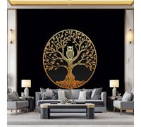Negro Fondo de Pantalla PanoráMica 3d, Minimalismo Líneas Árbol De La Vida Fotomurales Mural 300 x 210 cm (An x Al) - Decoración de Pared Para Sala Cuarto Oficina y Salón