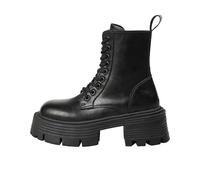 Negro Fondo Grueso Botas de Mujer Cuatro Estaciones Aumento de Altura Botas de Caballero Estilo Británico Botas Cortas Punta Redonda Botas de Trabajo Botas Chelsea Negras
