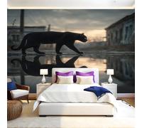 Negro Fotomurales Animal Pantera Negra Papel Pintado 250x175 cm Fotográfico Tejido No Tejido Fondo de Pantalla Mural Decoración de Pared Sala Cuarto Oficina Salón