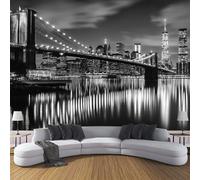 Negro Fotomurales Decorativos Pared Papel Pintado Arquitectura Urbana 250×175cm Murales Pared HD Moderno Puente De Nueva York 3D Impresión Del Arte Oficina Tv De Fondo Fotomurales