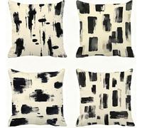 Negro Funda Almohada 60x60 GeometríA Funda Cojin 60x60 Cojines Sofa Lino Fundas Almohadas Cuadrada Fundas Cojines Juego 4 Protector Almohada Cervicales y Cuello Pillows, para Jardin Dormitorio E - 835