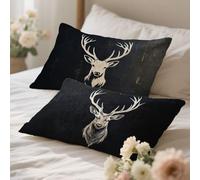 Negro Funda Almohada 70x40 Pack 2 , Terciopelo Funda Cojin 60x80cm Patrón Doble Cara Decoracion Hogar , Con Cremallera Invisible ，Es Un Decoración Regalo , Regalos Originales Para MujerAnimal 0q-609