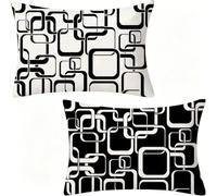 negro Funda Cojin 60x80 cm Lino Juego de 2, Geometría Cojines Exterior Impermeable Para Home Decoration, Funda Almohada 80 Con Cremallera Oculta, Regalos Originales Para Mujer, Lavable A MáQuina 183-W